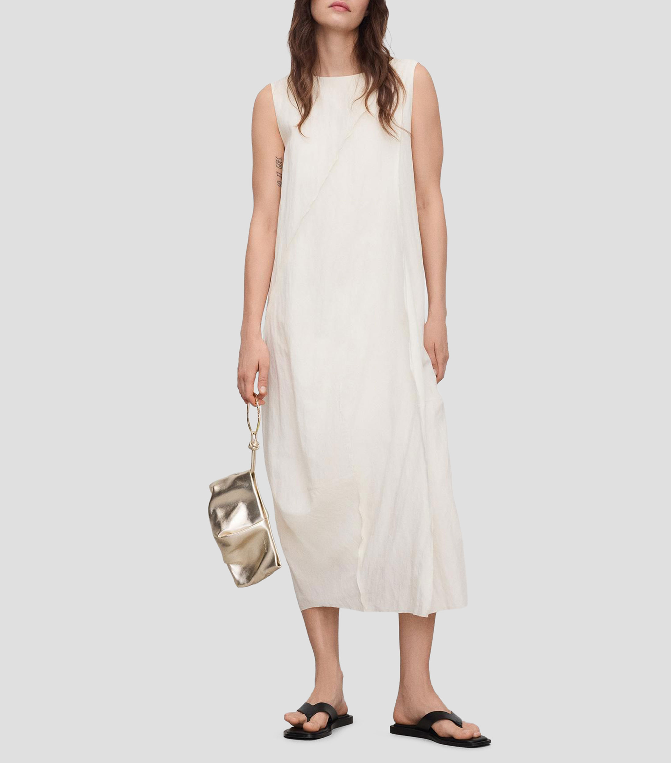 Vestido midi liso Mujer
